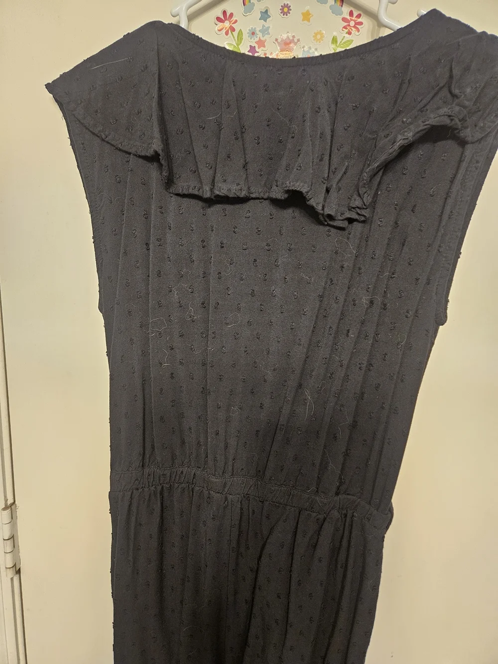 Roxy Black Ruffle-Trim Wrap Romper